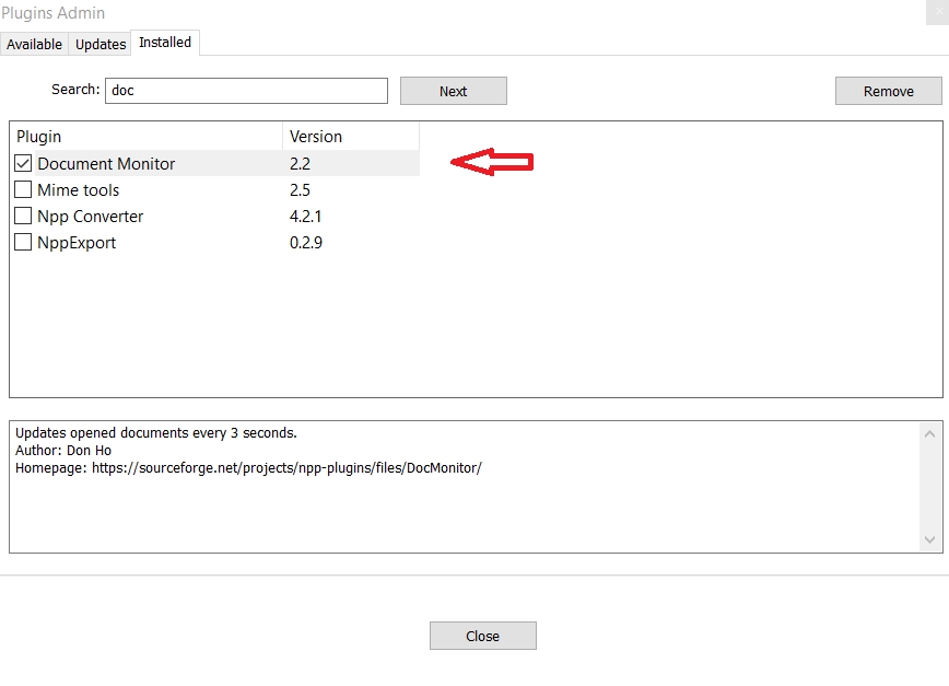 notepad plugins admin