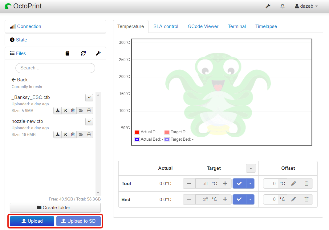 Upload files to OctoPrint UI