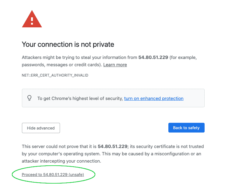 Connection not private